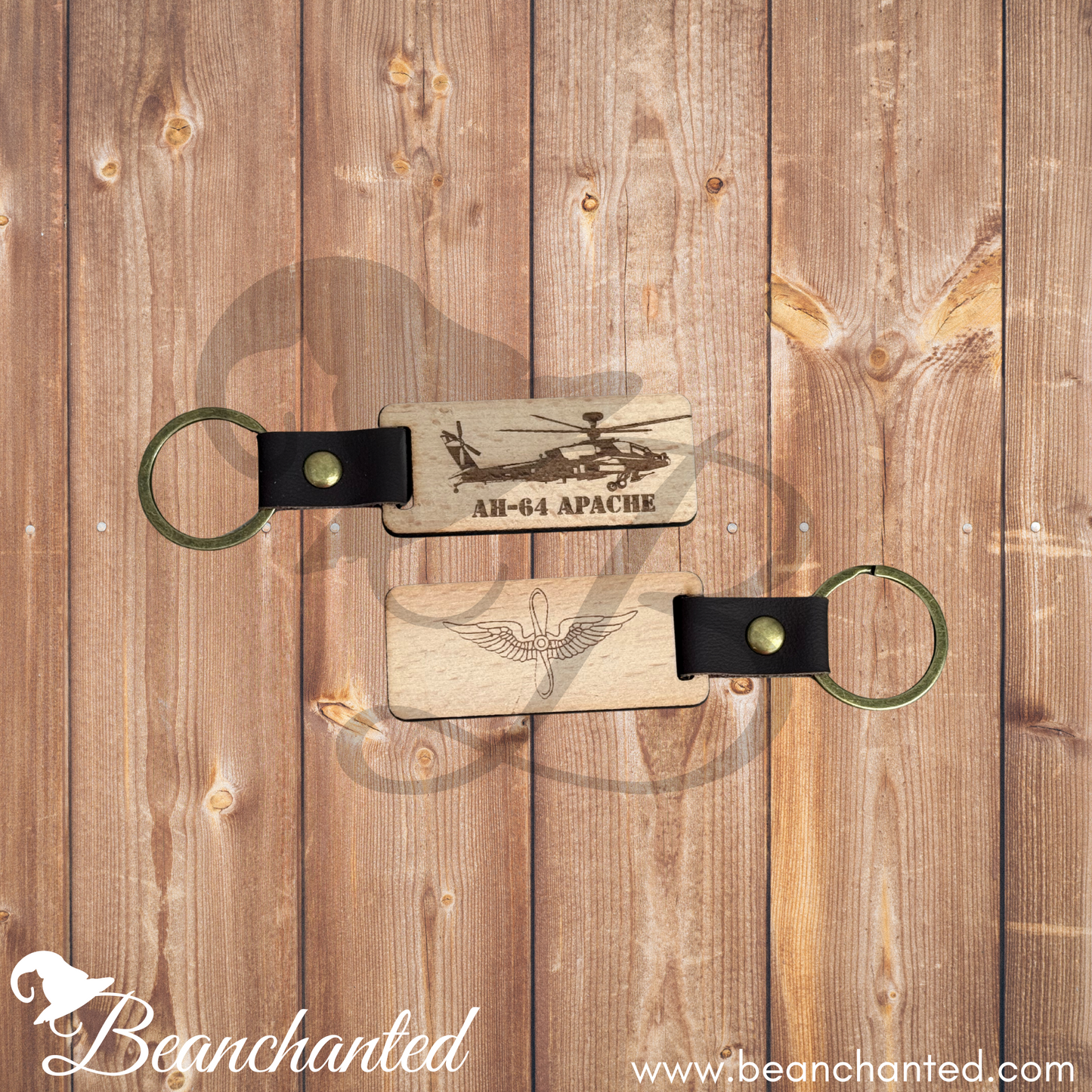 Wood Keychain "AH-64 APACHE"