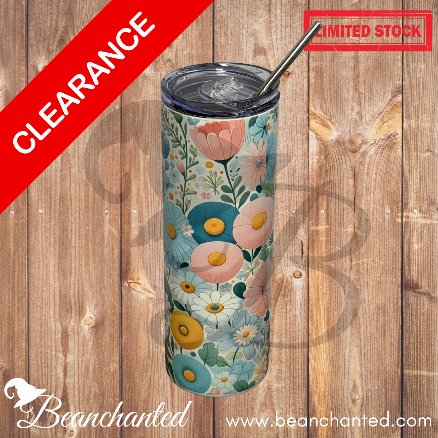 20oz skinny tumbler "PASTEL DAISY"
