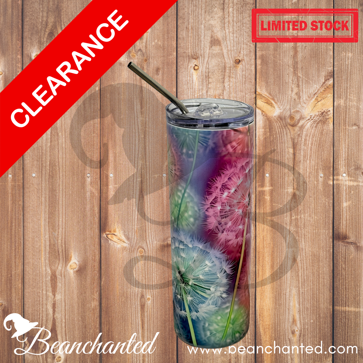 20oz skinny tumbler "Vibing Dandelion"