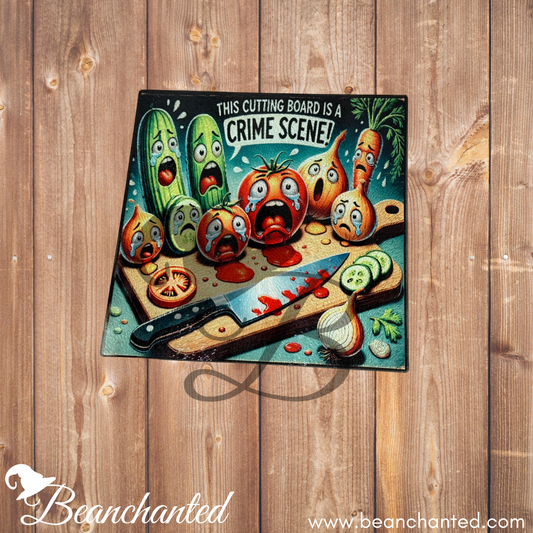 Glass Cutting Board "Crime Scene"