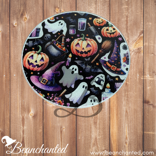Glass Cutting Board "Purple Ghosts"