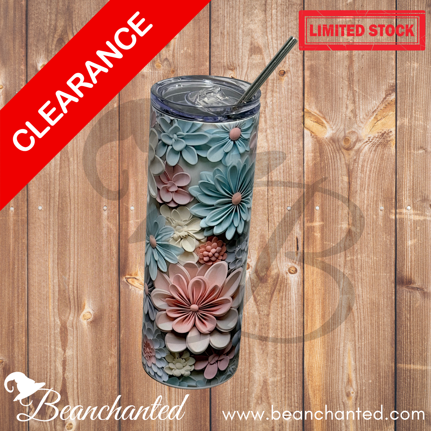 20oz skinny tumbler "Pastel Flowers"