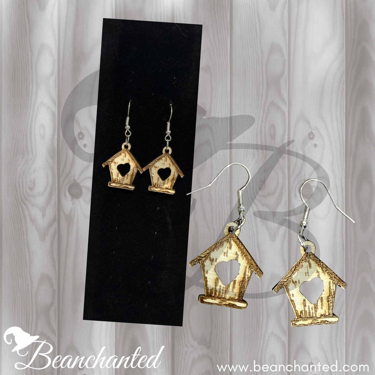 Wood Earrings BIRDHOUSE