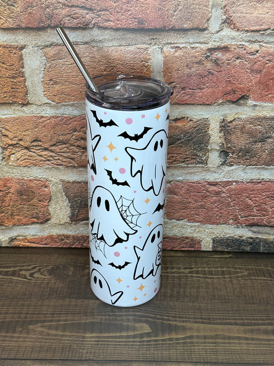 Halloween 20 oz skinny tumbler "Boo Bat"