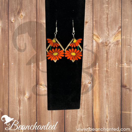 Wood Earrings FIREWHEEL BLOOM