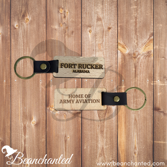 Wood Keychain "FORT RUCKER"