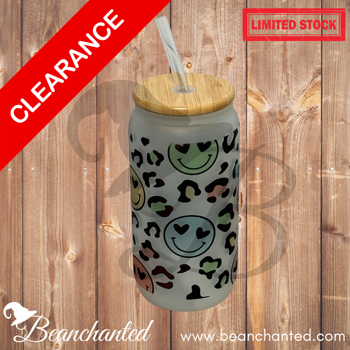 Frosted Glass Can "Smilies"