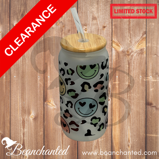 Frosted Glass Can "Smilies"