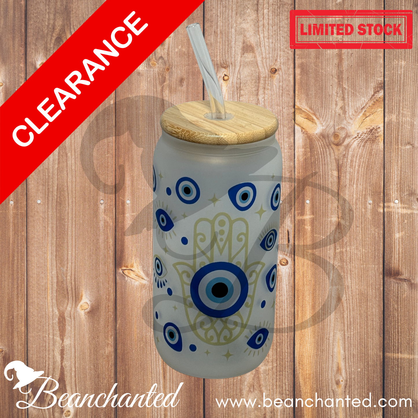 Frosted Glass Can "Evil Eye"