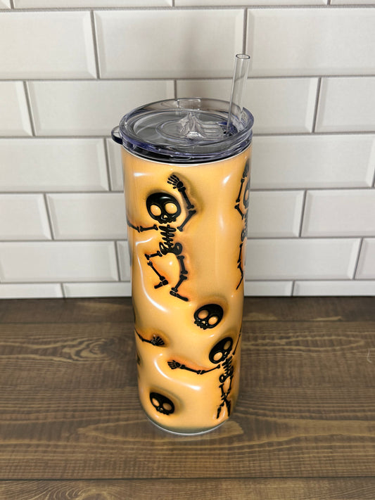 Halloween 20oz skinny tumbler "Dancing Skeletons"