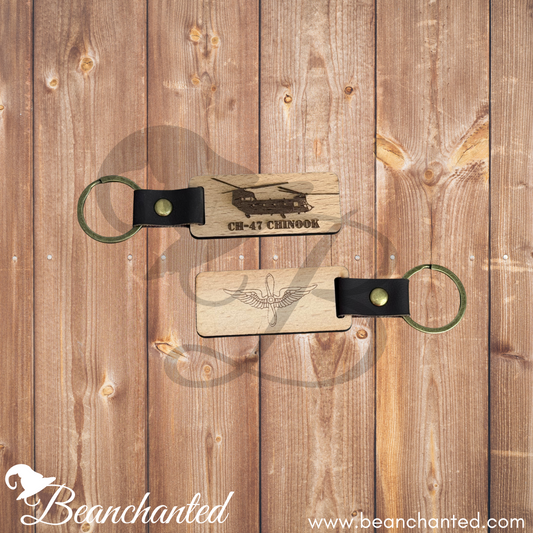 Wood Keychain "CH-47 CHINOOK"