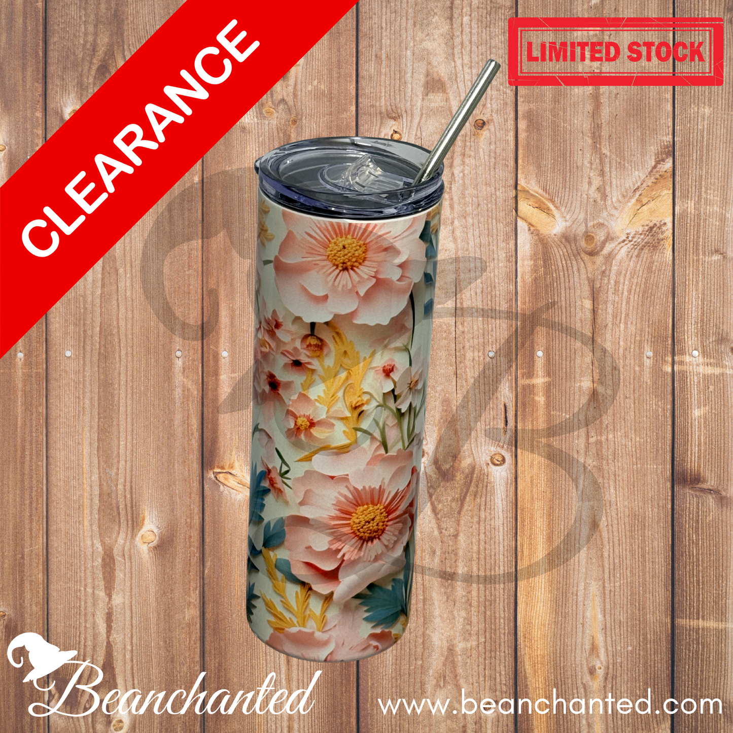 20oz skinny tumbler "Delicate Flowers"