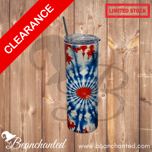 20oz skinny tumbler "Tie Dye Red White and Blue"